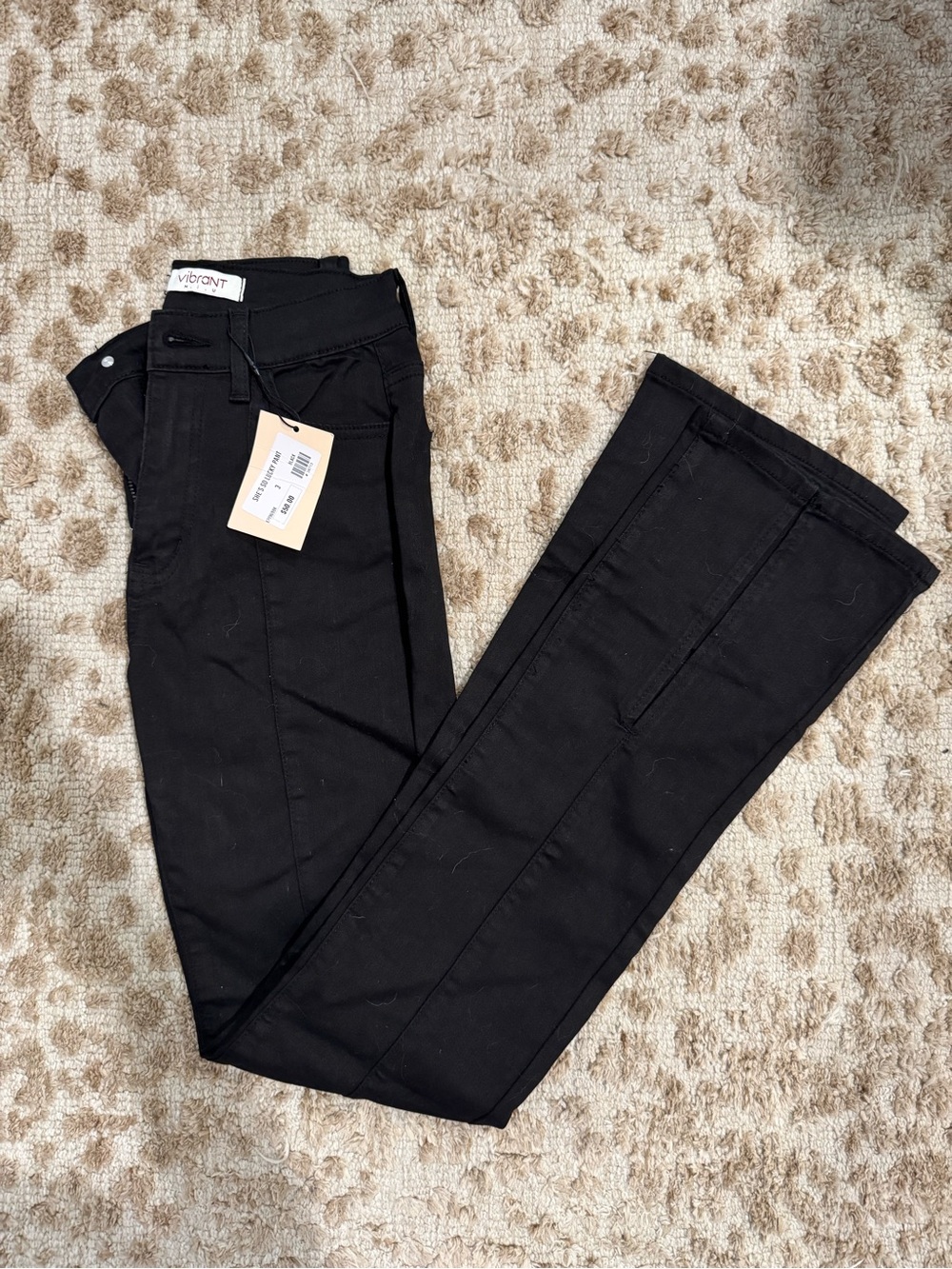Vibrant Black black jeans with split flare leg